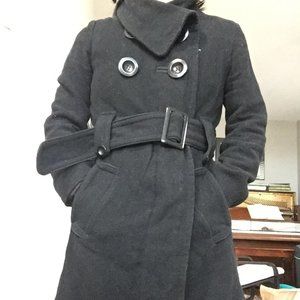 XS black woolblend Peacoat